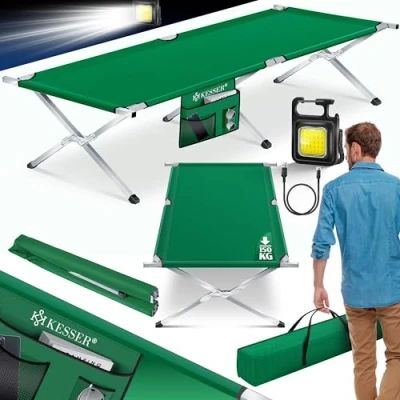 Afbeelding van Kesser® Campingbed, inklapbaar bed, inclusief draagtas, stabiel veldbed, 210 x 73 45 cm, tot 150 kg belastbaar, metalen buizen, 600D Oxford weefsel, draagbaar ligbed, comfortabel voor op reis,