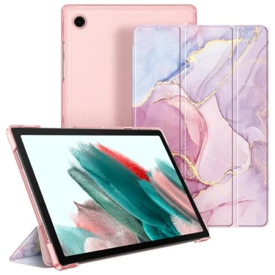 Afbeelding van Fintie Hoes voor Samsung Galaxy Tab A8 10.5 2022/2021, ultradunne beschermhoes met transparante achterkant, automatische slaap/waakfunctie 10,5 inch SM X200/X205/X207, Glorrijk marmer