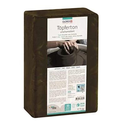 Afbeelding van Glorex 6 8073 705 Pottenbakkersklei zonder schamotten, 5 kg, zwart, geschikt voor pottenbakkersschijf