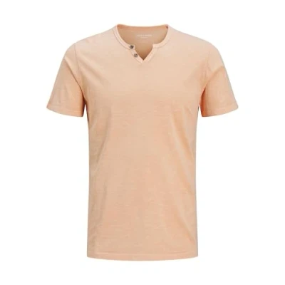 Afbeelding van Jack &amp; Jones Jjesplit NECK SS NOOS Tshirt basic, Heren, Maat: Small, Peach parfait