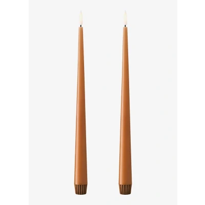 Afbeelding van Ester &amp; Erik Led Taper kaars 30cm raw toffee set van 2