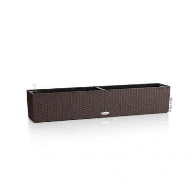 Afbeelding van LECHUZA BALCONERA Cottage 100 Plantenbak met uitneembare binnenbak bewateringssysteem ALL IN ONE set PON mokka