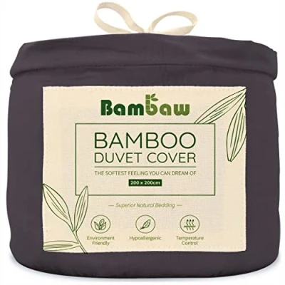 Afbeelding van Bamboe Dekbedovertrek 2 Persoons Eco Dekbedhoes 200cm bij Luxe Beddengoed Hypoallergeen Puur Rayon Ultra ademende Stof Houtskool Bambaw