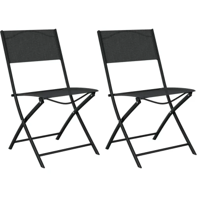 Afbeelding van vidaXL Tuinstoelen inklapbaar 2 st staal en textileen zwart