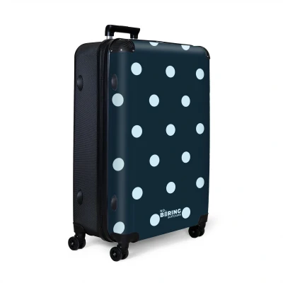 Afbeelding van NoBoringSuitcases.com® Koffer groot Reiskoffer lichtgewicht Blauw stippen patroon Rolkoffer met 4 wielen Grote trolley XL 98 liter bagage