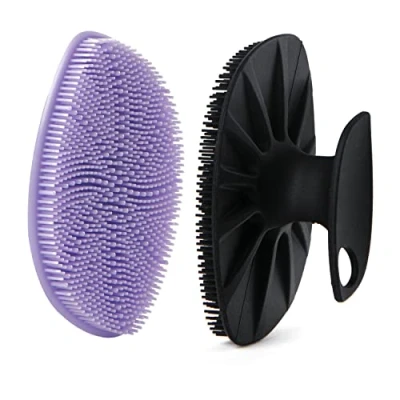 Afbeelding van HieerBus siliconen gezichtsschrobber, gezichtsreinigingsborstel gezichtswasborstel, zachte exfoliator pad en stimulator, voor mannen vrouwen, reiniging exfoliëren (zwart+paars)