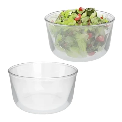 Afbeelding van Relaxdays saladeschaal set van 2 glas 1,6 liter mengkom serveerschaal