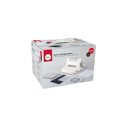Afbeelding van Rayher Stans en reliëfmachine A5, met verschillende stansplaten embossjablonen, starterset, opening 15,8 cm, 15 delig, flexibel door handig formaat, in praktische draagdoos, 50272000