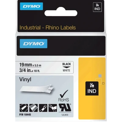 Afbeelding van Dymo 18445 (S0718620) Tape Zwart op wit (19 mm)