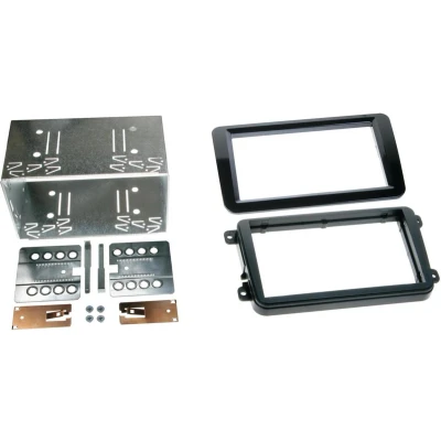 Afbeelding van 2 Din montage set pianolak zwart voor diverse VW SKODA en SEAT modellen