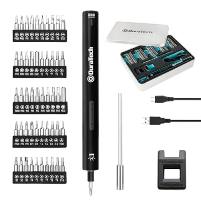 Afbeelding van DURATECH Elektrische Schroevendraaierset, 50 Bits, Precisie Accuschroevendraaier, 3,6 V, met Ledlicht, voor Fijnmonteurs, Horloges, Laptops, Brillen, Speelgoed, Cadeaus Knutselaars