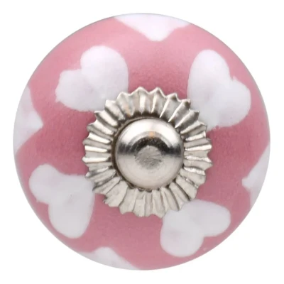Afbeelding van Good in Style Meubelknop 30mm roze wit hartjes