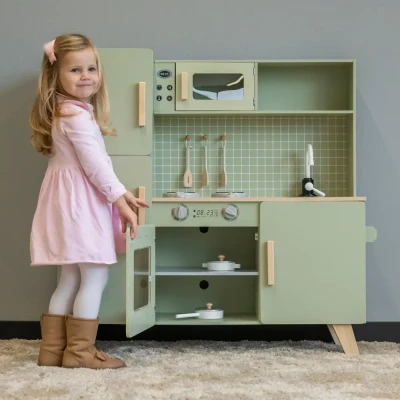 Afbeelding van Speelkeuken kinderkeuken XL Modern retro groen vanaf 3 jaar Bandits and Angels