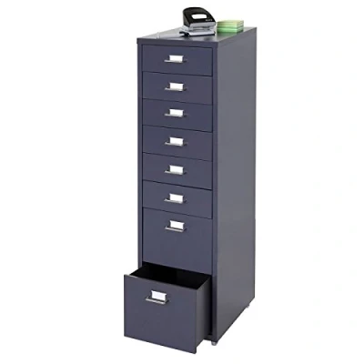 Afbeelding van Mendler Boston T851 Rolcontainer met laden, stalen kast, 110 x 28 41 cm, 8 schuifladen donkergrijs