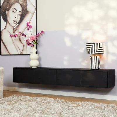 Afbeelding van Zwevend tv meubel Vision Black 200 cm