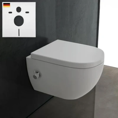 Afbeelding van Alpenberger Taharet wc met bidet functie, douche toilet, toiletpot softclose toiletbril, wandtoilet, hangende set, (douchetoilet kraan, Cera 6250 UNI)