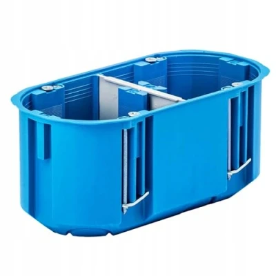 Afbeelding van 2 voudige hollewanddoos, diepte 63 mm, freesgat x Ø 60 met 4 voorgemonteerde apparaatschroeven (16 mm)