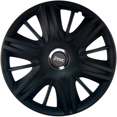 Afbeelding van J Tec 4 Delige Wieldoppenset Maximus 16 inch zwart + chroom ring