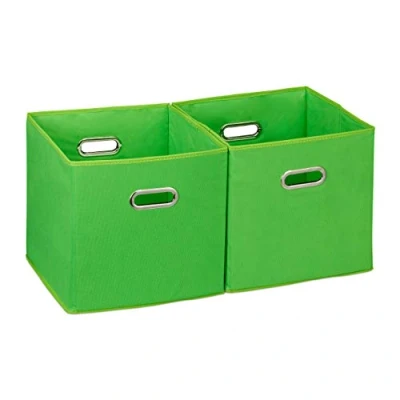 Afbeelding van Relaxdays opbergbox stof set van 2 opvouwbaar opbergmand 30 cm kast organizer groen