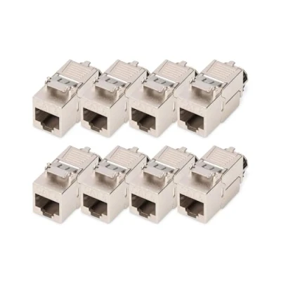 Afbeelding van Digitus Cat.8.I Keystone module afgeschermd, zonder gereedschap, stofkap, 8 st. (Keystone module), Netwerk accessoires