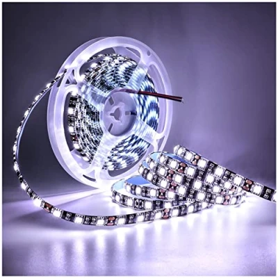 Afbeelding van Tesfish 12V ledstrip, wit 6000 6500K 5m, LED lichtstrip zwart PCB board 5050 IP65 waterdicht 300 leds strip verlichting voor slaapkamer, keuken decoratie