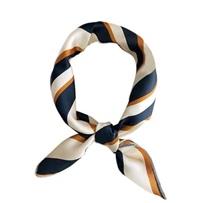 Afbeelding van Vrouwen Sjaal Multifunctionele Zijden Sjaals Satijn Kleine Vierkante Skinny Retro Haar Tie Handvat Tas Lint Bandanas Dames Kantoor Halsdoek, Gestreept Groen Oranje, 10