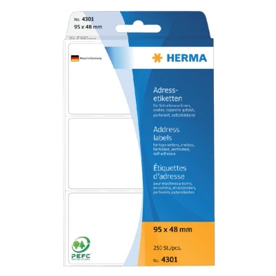 Afbeelding van Etiket HERMA adres 4301 95x48mm 250stuks zig zag