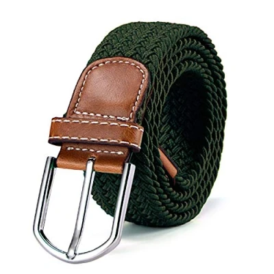 Afbeelding van Stoffen riem gevlochten en elastische voor dames heren lengte 100 cm tot 130 groen