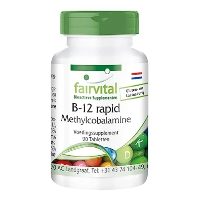 Afbeelding van Fairvital B12 methylcobalamine VEGAN 90 tabletten snelle opname via het mondslijmvlies