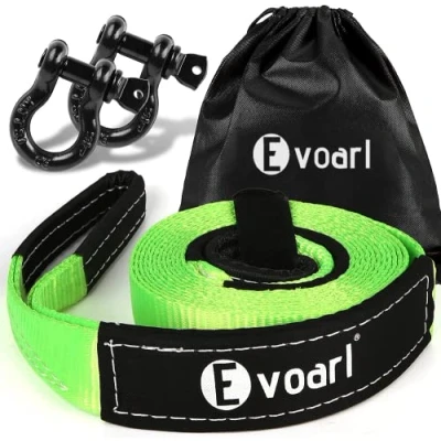 Afbeelding van Sleeptouw 8T breukvastheid (Labor getest), sleepriem, bouwsets met versterkte lusuiteinden, bergriem voor auto, autoslepen, 5 m x cm (groen)