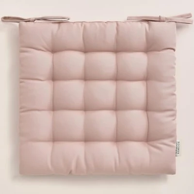 Afbeelding van ROOM99 Aura Stoelkussen, 40 x 4,5 cm, zitkussen met banden, sierkussen, stoel, vloerkussen, kussen, outdoor, indoor, woonkamer, poederroze, 1 stuk