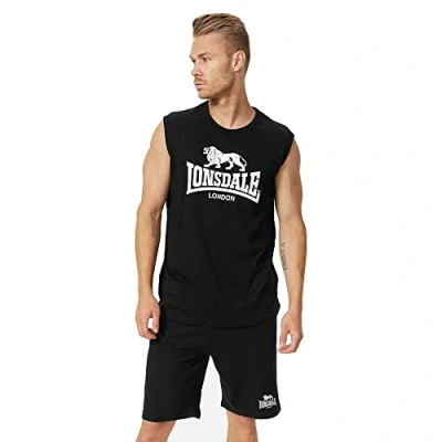 Afbeelding van Lonsdale ÄRMELLOSES Normale Passform Clopton Tshirt print, Heren, Maat: Small, Black white