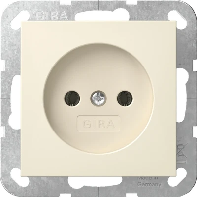 Afbeelding van GIRA wandcontactdoos ZONDER randaarde inbouw 1V wit (creme) 448001