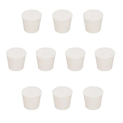 Afbeelding van stonylab Massieve Rubberen Dtoppers, (10 stuks) 6# Witte Taps Toelopende Afdichtingen Voor Laboratoriumafdichtingen