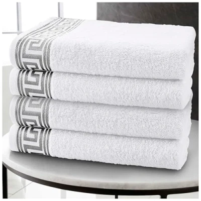 Afbeelding van GC GAVENO CAVAILIA handdoeken Egyptische katoenen handdoek Set van 4 Ultrazachte en zeer absorberende voor badkamer Sneldrogende (50 x 80 cm) Wit