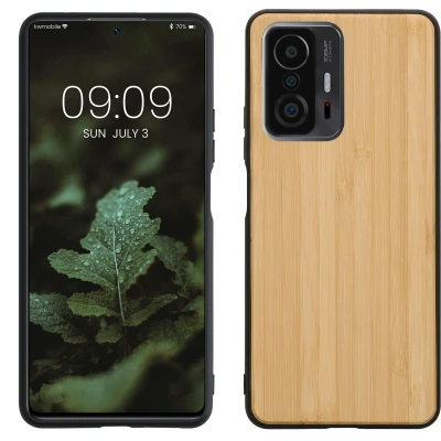 Afbeelding van kwmobile telefoonhoesje geschikt voor Xiaomi 11T / Pro Hoesje met bumper in lichtbruin Backcover bamboe