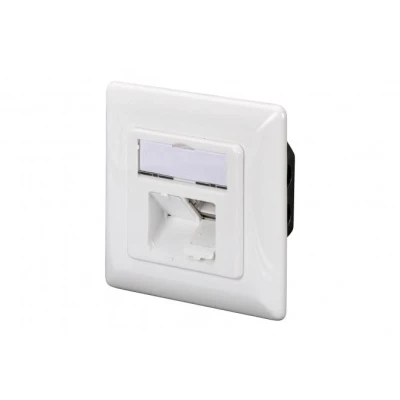 Afbeelding van DIGITUS Aansluitdoos Cat 6A 2 poorten RJ45 inbouw netwerkaansluiting horizontale toevoer ontwerp zuiver wit
