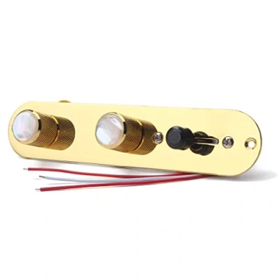 Afbeelding van Alnicov Volledig geladen bedieningsplaat Pre Wired 3 Way Control Plate Met Kabelboom Voor Fender Tele Telecaster Elektrische Gitaar, Goud