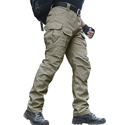 Afbeelding van Waterbestendige broek voor heren Relaxed Fit Tactical Combat Army Cargo werkbroek met meerdere zakken (#56 kaki, Tag M)