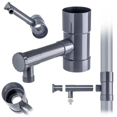 Afbeelding van KADAX Regenverzamelaar, 80 mm, regenwaterverzamelaar voor regenpijp, regendieef met geïntegreerd ventiel, waterverzamelaar van hoogwaardig kunststof, waterdief, grijs