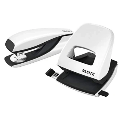 Afbeelding van Leitz 50951001 Nietmachine En Perforeerset, Niet Of Perforeert Tot 30 Vellen, Nietjes Meegeleverd, WOW, Wit