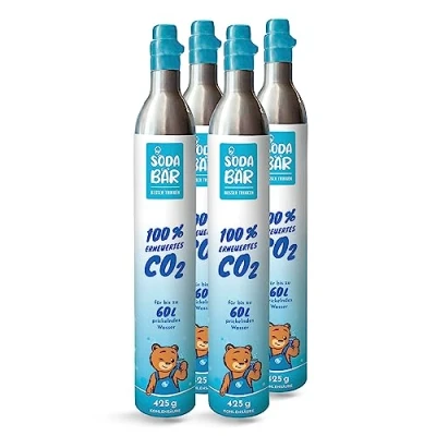 Afbeelding van SodaBär® CO2 cilinder voor SodaStream apparaten 4 x 425 g (60 l) premium vulling met koolzuur van Linde Duitsland TÜV getest