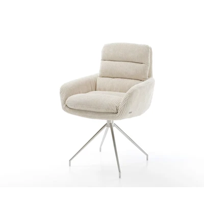 Afbeelding van Draaistoel Abelia Flex met armleuning kruisframe conisch roestvrij staal cord beige
