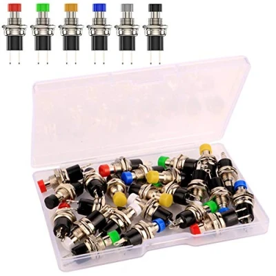 Afbeelding van Gebildet 24pcs 7mm Mini Momentary Drukknop 3V 6V 12V 24V 230V/1A,SPST Normaal Open AAN/UIT 2Pin Ronde Platte voor Modelbaan Hobby