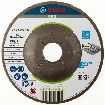 Afbeelding van Afbraamschijf Gebogen Expert For Inox As 30 S, 125 X 6 Mm