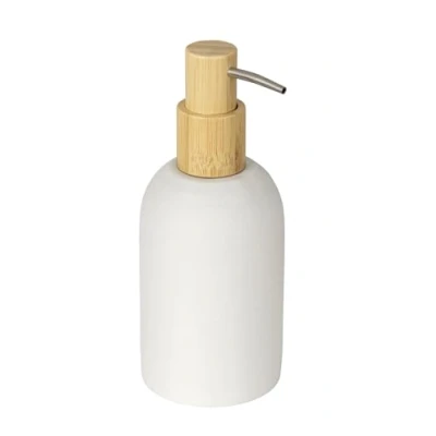 Afbeelding van WENKO Zeepdispenser Mod. Altavalle, wit, polyresin, bamboe, 0.25L, 7.5x18x8 cm