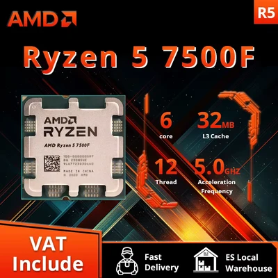 Afbeelding van AMD Ryzen 5 7500F 6 x 3.7 GHz Hexa Core Processor (CPU) tray Socket: AM5 65 W