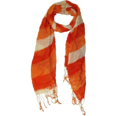 Afbeelding van Langwerpige Sjaal met Franjes Oranje/Wit