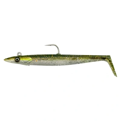 Afbeelding van Savage Gear Sandeel V2 Sinking Green Silver 14cm (33g) (2+1) Shad