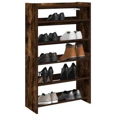 Afbeelding van Schoenenrek 60x25x100 cm bewerkt hout gerookt eikenkleurig